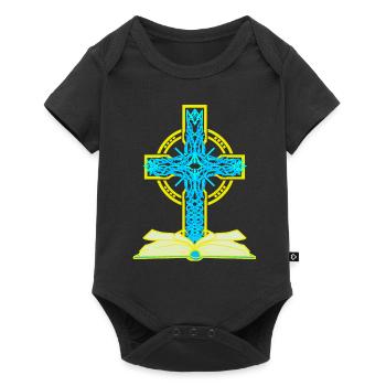 Cross Crucifix Bible Jesus God Religion - Baby Premium short-sleeve bodysuit - black - Front
