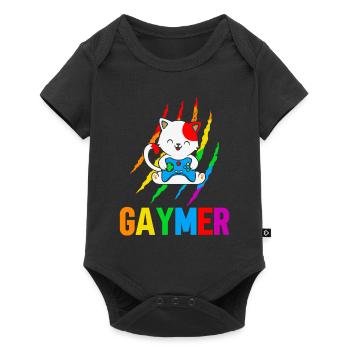 Gaymer LGBT Pride Arc-en-ciel Gamer Jeux vidéo - Body à manches courtes Premium Bébé - noir - Devant