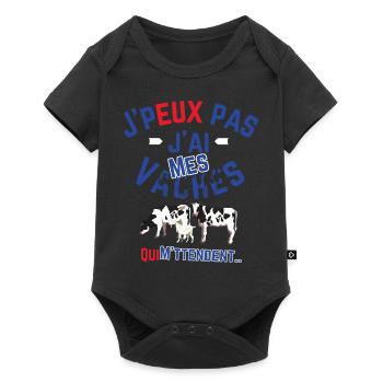 J peux pas j ai mes Vaches qui M attendent - Body à manches courtes Premium Bébé - noir - Devant