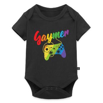 Gaymer LGBT Pride Arc-en-ciel Gamer Jeux vidéo - Body à manches courtes Premium Bébé - noir - Devant