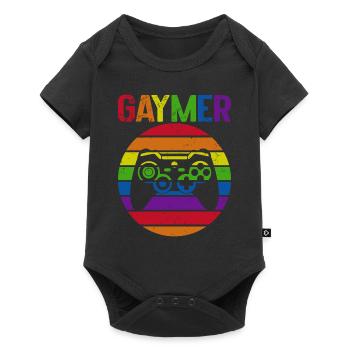 Gaymer LGBT Pride Arc-en-ciel Gamer Jeux vidéo - Body à manches courtes Premium Bébé - noir - Devant