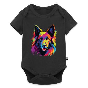 Watercolors Colorful Belgian Tervuren - Baby Premium short-sleeve bodysuit - black - Front