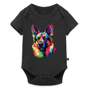 Watercolor Colorful German Shepherd - Baby Premium short-sleeve bodysuit - black - Front