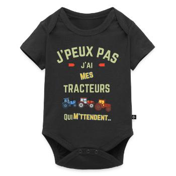 I can't, I've got my tractors waiting for me - Baby Premium short-sleeve bodysuit - black - Front