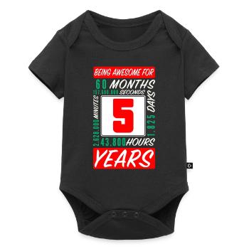 Enfants 5 Ans Anniversaire Mois Heures - Body à manches courtes Premium Bébé - noir - Devant