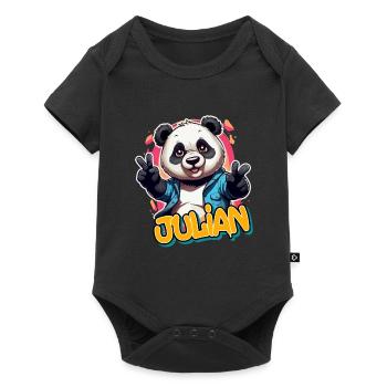 JULIAN - Handsome Boy Name with Cool Panda - Baby Premium short-sleeve bodysuit - black - Front