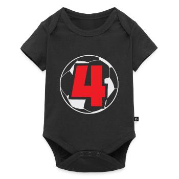 4e anniversaire 4 ans de football joueur de football - Body à manches courtes Premium Bébé - noir - Devant
