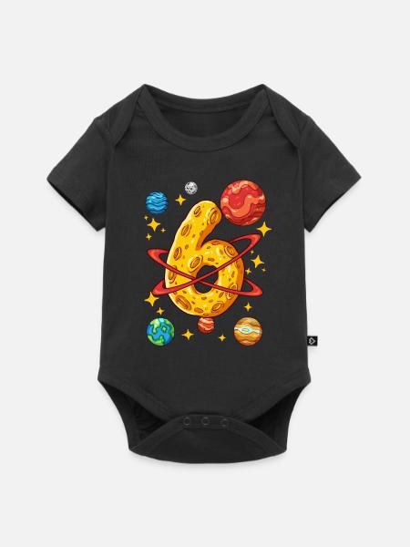6 Geburtstag Weltall Weltraum Astronaut 6 Jahre - Baby Premium Kurzarmbody - Schwarz