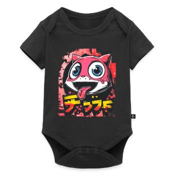 Graffiti Japonais Mignon Coquine Anime Chat - Body à manches courtes Premium Bébé - noir - Devant