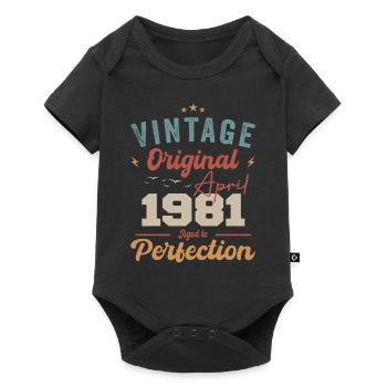 Vintage né avril 1981 cadeau d’anniversaire - Body à manches courtes Premium Bébé - noir - Devant