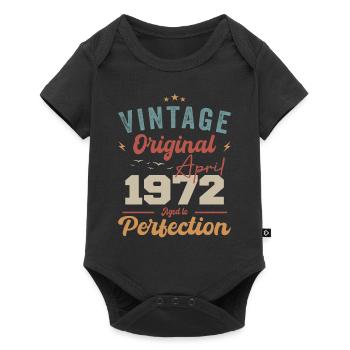 Vintage né en avril 1972 cadeau d’anniversaire - Body à manches courtes Premium Bébé - noir - Devant