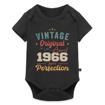Vintage Born in April 1966 Birthday Gift - Baby Premium short-sleeve bodysuit - black - Front