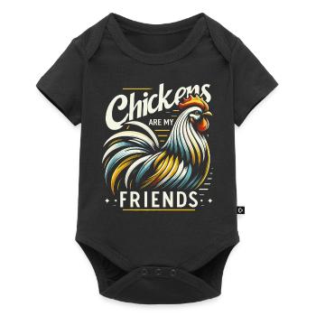 chicken, chickens, farm, animal, rooster, farmer, farmer - Baby Premium short-sleeve bodysuit - black - Front