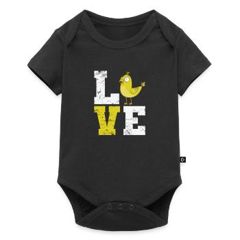 Love lettering with canary - Baby Premium short-sleeve bodysuit - black - Front