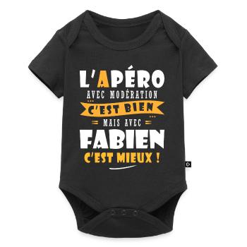 Fabien cadeau Humour personnalisé cadeau fabien - Body à manches courtes Premium Bébé - noir - Devant