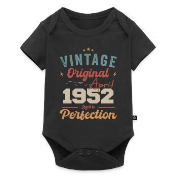 Vintage Geboren im April 1952 Geburtstagsgeschenk - Baby Premium Kurzarmbody - Schwarz - Vorne