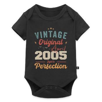 Vintage Born In April 2005 Birthday Gift - Baby Premium short-sleeve bodysuit - black - Front