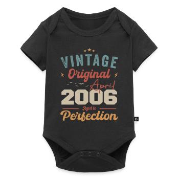 Vintage né en avril 2006 cadeau d’anniversaire - Body à manches courtes Premium Bébé - noir - Devant