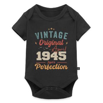 Vintage Geboren im April 1945 Geburtstagsgeschenk - Baby Premium Kurzarmbody - Schwarz - Vorne