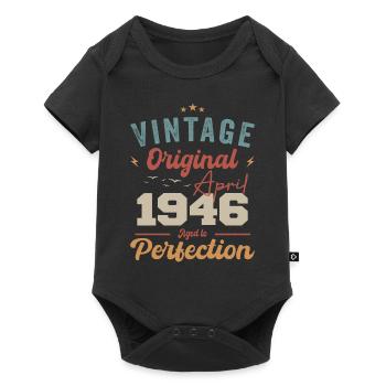 Vintage né avril 1946 cadeau d’anniversaire - Body à manches courtes Premium Bébé - noir - Devant