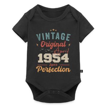 Vintage né en avril 1954 cadeau d’anniversaire - Body à manches courtes Premium Bébé - noir - Devant