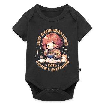 Just a Girl who loves cats, ramen and sketching - Baby Premium short-sleeve bodysuit - black - Front