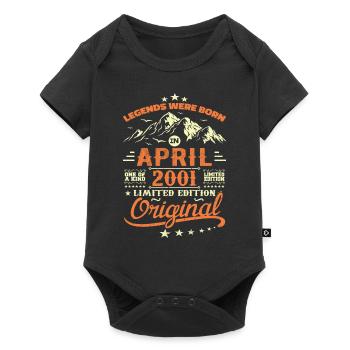 April 2001 Geburtstagsgeschenk 2001 Legenden April - Baby Premium Kurzarmbody - Schwarz - Vorne