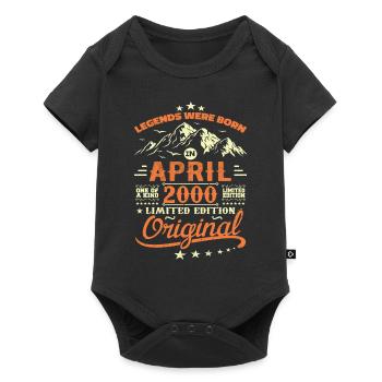 April 2000 Geburtstagsgeschenk 2000 Legenden April - Baby Premium Kurzarmbody - Schwarz - Vorne