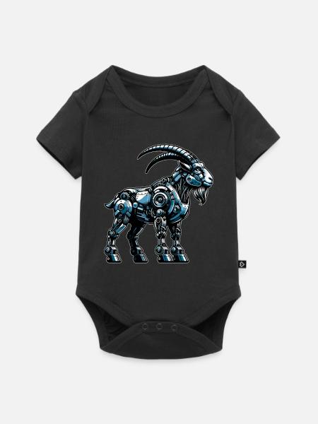 Ziege Roboter, Roboziege, Roboter-Ziege - Baby Premium Kurzarmbody - Schwarz