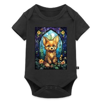 Whimsical Fox Stained Glass Furry Fandom Cosplay - Baby Premium Kurzarmbody - Schwarz - Vorne