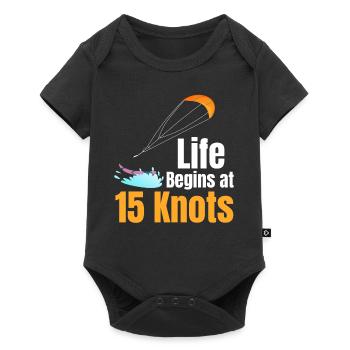 La vie commence à 15 noeuds Drôle - Body à manches courtes Premium Bébé - noir - Devant
