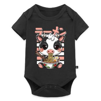 Vache Aime Ramen Bowl Kawaii Anime - Body à manches courtes Premium Bébé - noir - Devant