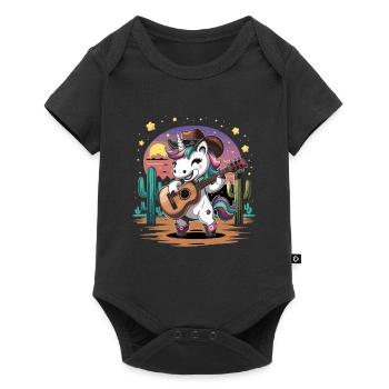 Country-Musik Einhorn mit Gitarre Western - Baby Premium Kurzarmbody - Schwarz - Vorne