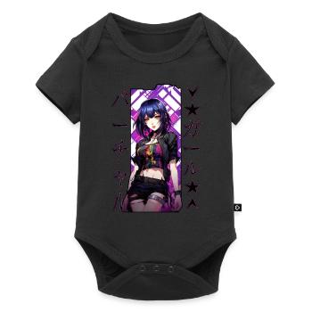 E Girl Anime Girl Soft Grunge Waifu Harajuku Alt A - Baby Premium Kurzarmbody - Schwarz - Vorne
