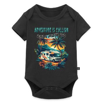Adventure is Calling and i must go. Camping, cool, - Baby Premium short-sleeve bodysuit - black - Front