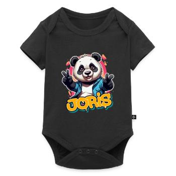JORIS - Beau prénom de garçon avec un panda cool - Body à manches courtes Premium Bébé - noir - Devant