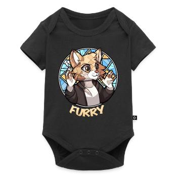 Funny Furry Meme Cat Fursona Geometric Low Poly - Baby Premium Kurzarmbody - Schwarz - Vorne