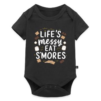 Scout Camping Outdoor Lagerfeuer Wandern - Baby Premium Kurzarmbody - Schwarz - Vorne