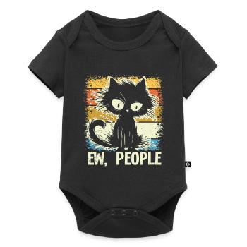 Ew Gens Chat Drôle Vintage Antisocial - Body à manches courtes Premium Bébé - noir - Devant