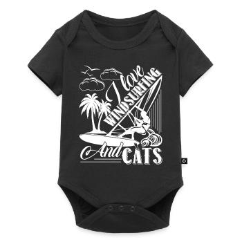 Windsurfing I Love Windsurfing And Cats - Baby Premium short-sleeve bodysuit - black - Front