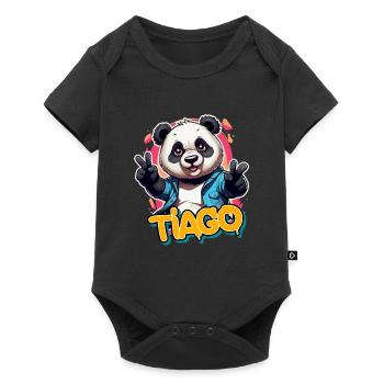 TIAGO - Beau prénom de garçon avec un panda cool - Body à manches courtes Premium Bébé - noir - Devant