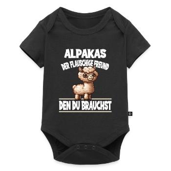 Alpaka Der Flauschige Freund Den Du Brauchst - Baby Premium Kurzarmbody - Schwarz - Vorne