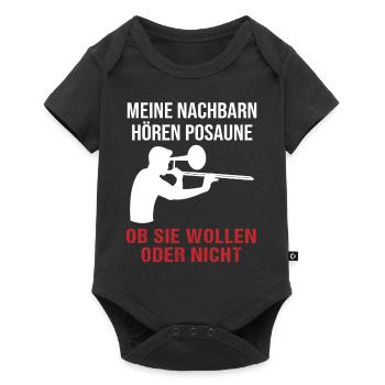 Neighbors Listening Trombone Music Fan Gift - Baby Premium short-sleeve bodysuit - black - Front