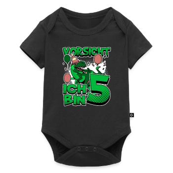 5th Birthday, 5 Years Old Dinosaur Dino - Baby Premium short-sleeve bodysuit - black - Front