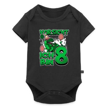8th Birthday, 8 Years Old Dinosaur Dino - Baby Premium short-sleeve bodysuit - black - Front