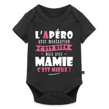 Mamie Cadeau Humour cadeau grand mère - Body à manches courtes Premium Bébé - noir - Devant