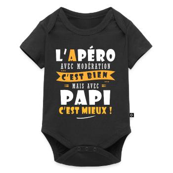 Papi Cadeau Humour papy cadeau papi papy - Body à manches courtes Premium Bébé - noir - Devant