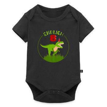 Endlich 8 - 8. Geburtstag - 8 Jahre alt Dino - Baby Premium Kurzarmbody - Schwarz - Vorne