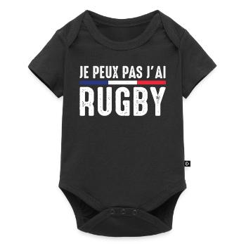 J'Peux Pas J'ai Rugby Joueur de Rugby france Drôle - Body à manches courtes Premium Bébé - noir - Devant