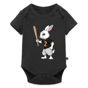Joueur de baseball lapin de Pâques Streetwear Style - Body à manches courtes Premium Bébé - noir - Devant